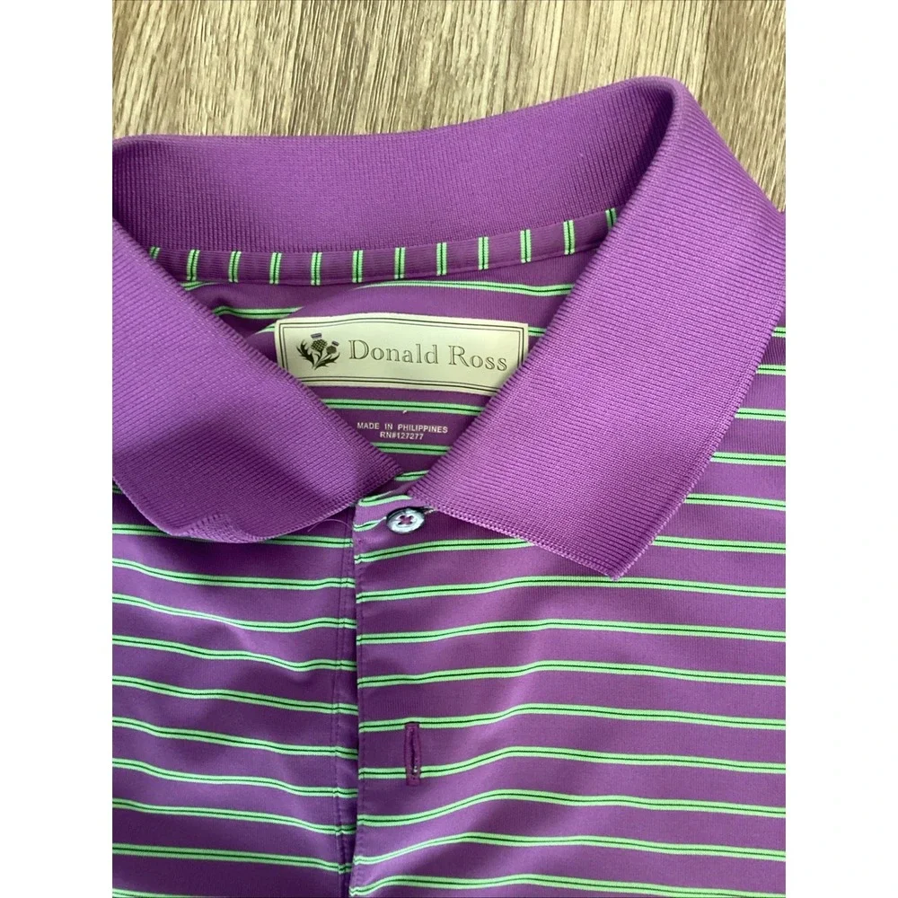 Donald Ross Sport Golf Polo Shirt Men's Blue Green Striped Shirt XL - Picture 5 of 13